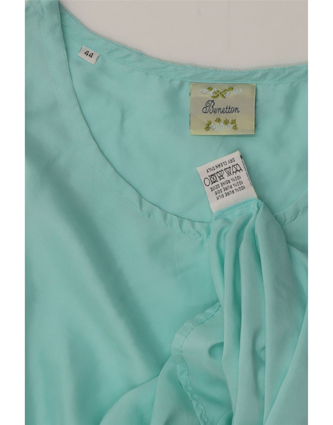 BENETTON Womens Sleeveless Blouse Top IT 44 Medium Blue Silk