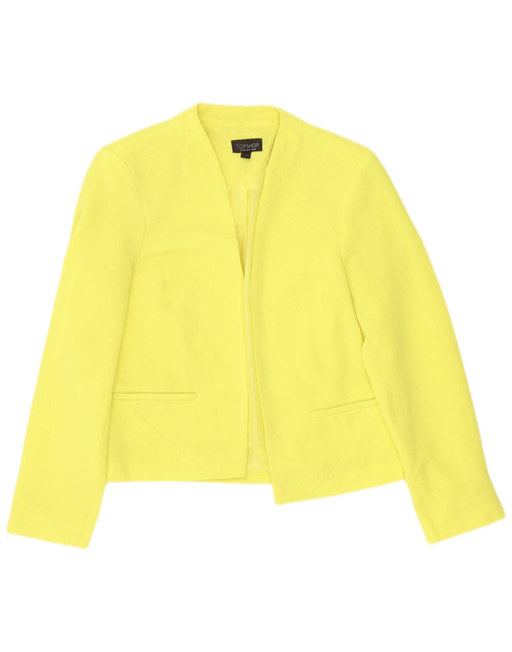 Jaqueta blazer aberta feminina Topshop poliéster amarelo pequeno Reino Unido 10