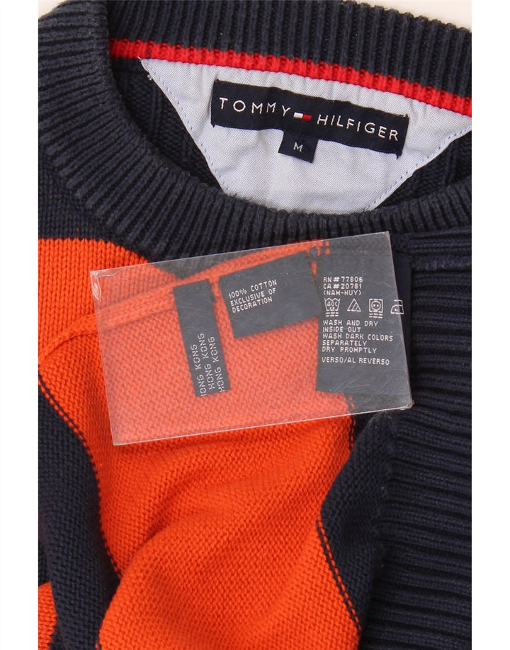 Suéter masculino Tommy Hilfiger com gola redonda e bloco colorido médio azul marinho