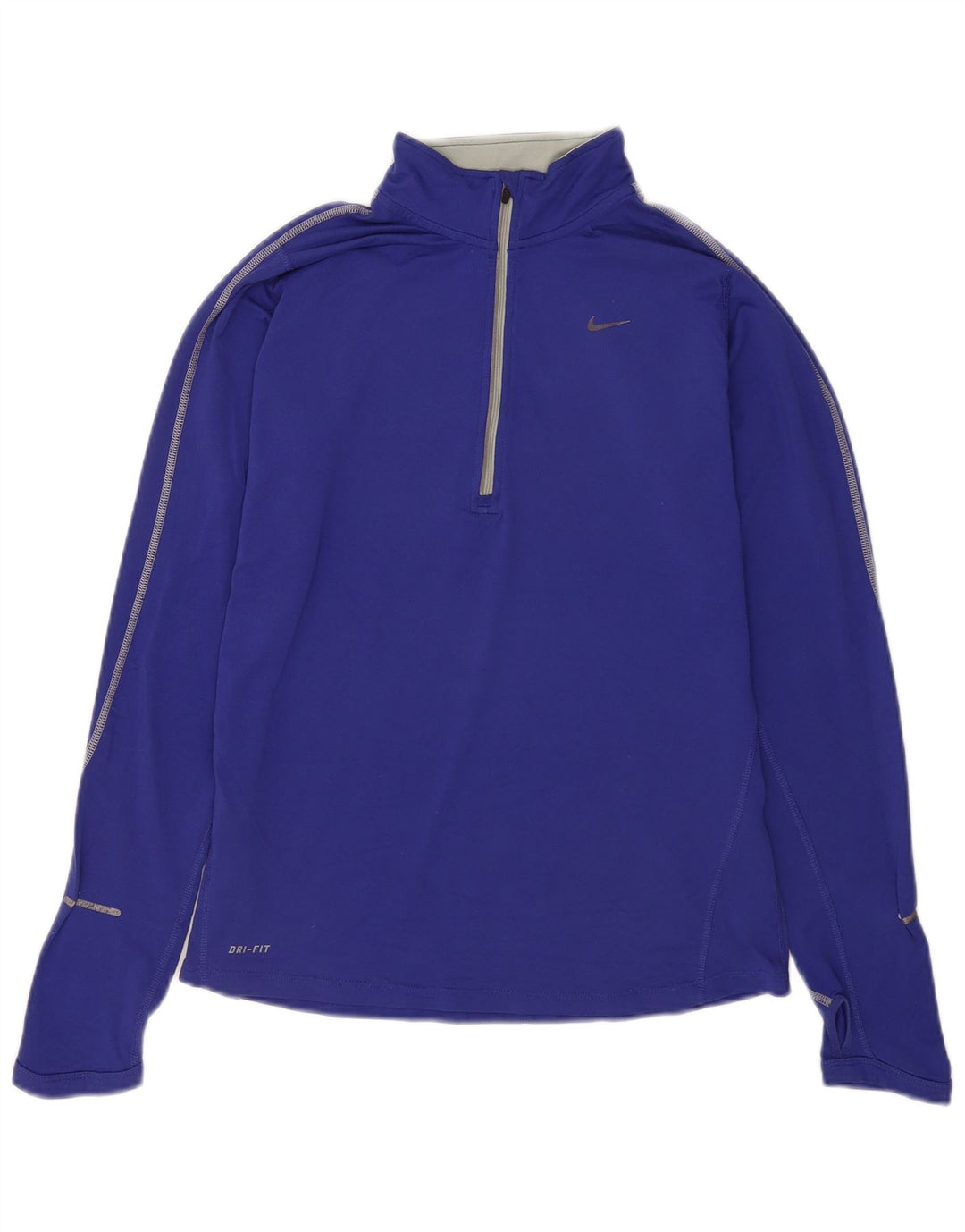Nike Womens Dri Fit Zip Neck Pullover Treino Top Reino Unido 12 Médio Azul