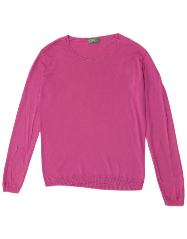 Suéter feminino Benetton com gola canoa UK 18 XL algodão rosa