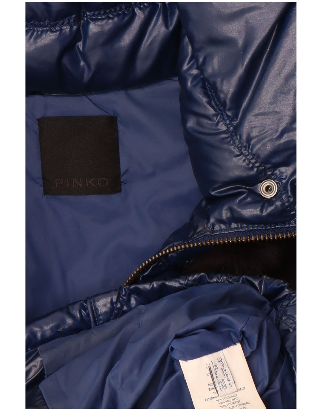 Jaqueta acolchoada feminina PINKO UK 8 pequena poliamida azul marinho