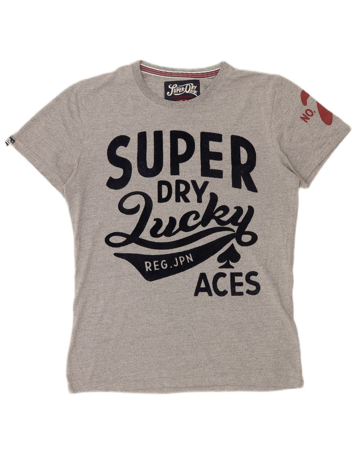Camiseta masculina SUPERDRY com estampa gráfica cinza médio algodão