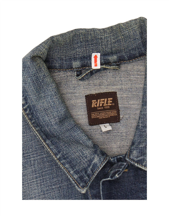 Jaqueta jeans feminina RIFLE Reino Unido 16 grande algodão azul