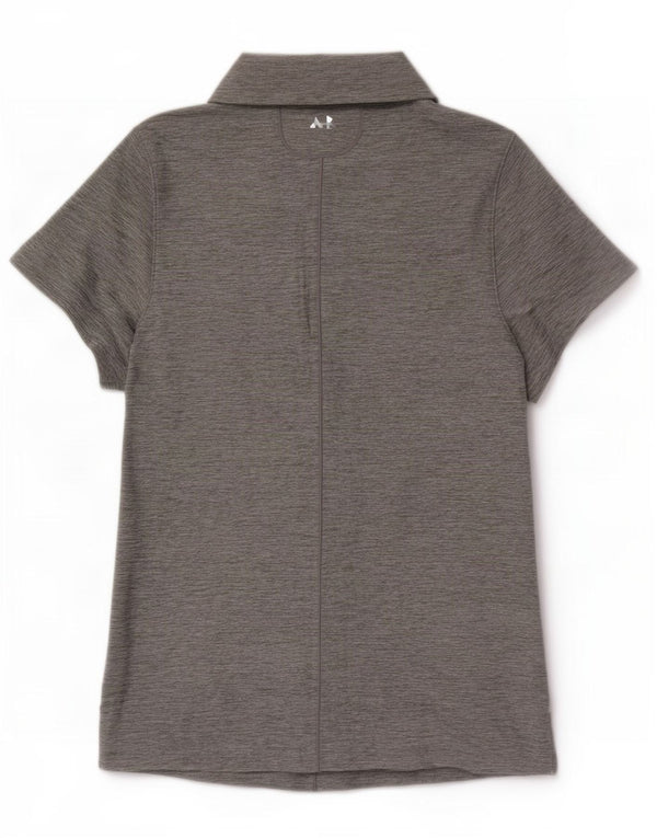 Camisa polo feminina Under Armour Heat Gear Reino Unido 14 grande poliéster manchado cinza
