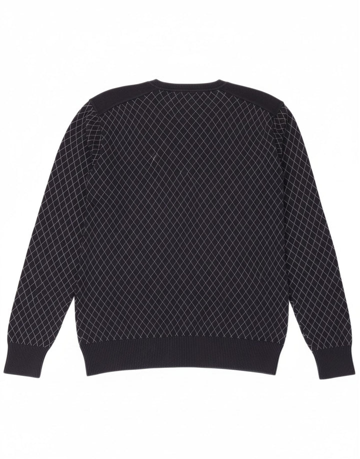 Suéter masculino JACK & JONES com decote em V grande algodão xadrez azul marinho