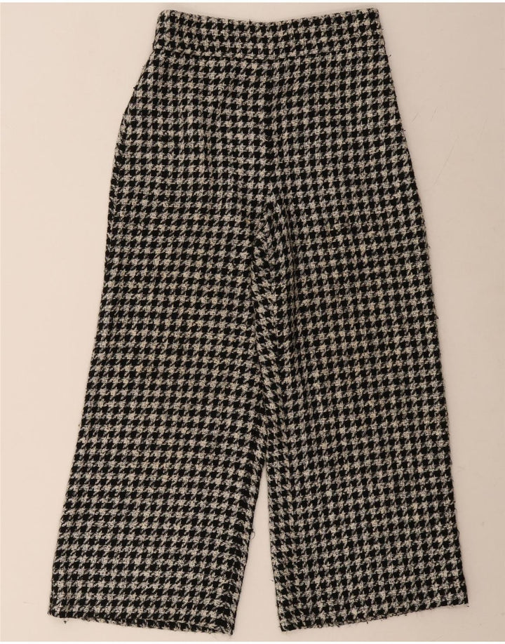 Zara Calça feminina casual de perna larga, médio W28 L26 cinza houndstooth