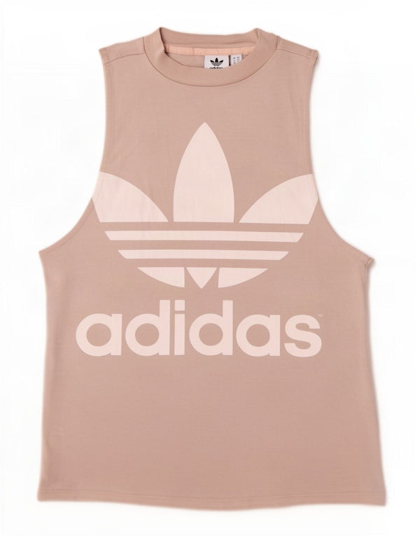 Adidas Womens Graphic Vest Top UK 6 XS Bege Algodão