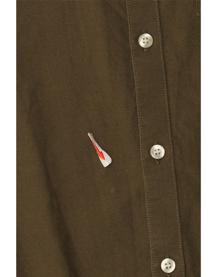 Fred Perry Camisa masculina de manga curta regular fit pequena algodão verde