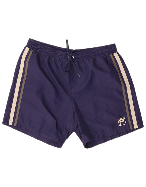Shorts de banho masculino Fila médio azul marinho poliéster