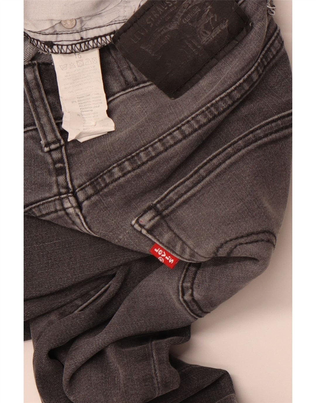 LEVI'S Girls 510 Skinny Jeans 15-16 Anos W28 L31 Algodão Cinza