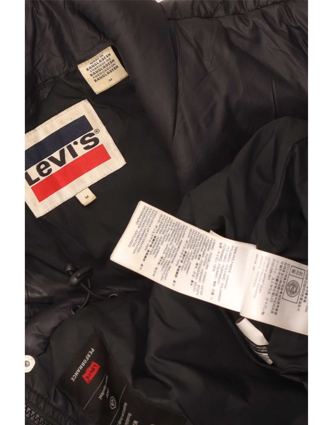 Jaqueta acolchoada masculina Levi's UK 38 poliamida preta média