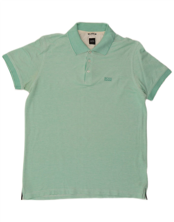HUGO BOSS Camisa polo masculina de ajuste regular médio turquesa