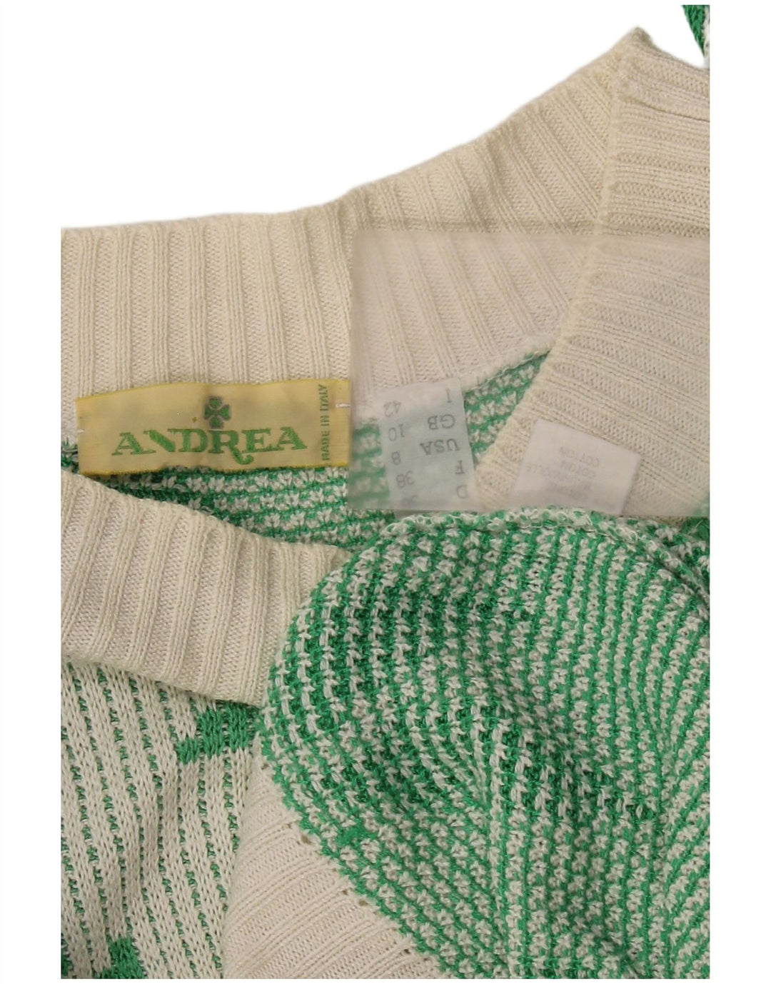 Suéter feminino vintage com gola canoa e decote em barco, Reino Unido 10, acrílico branco pequeno