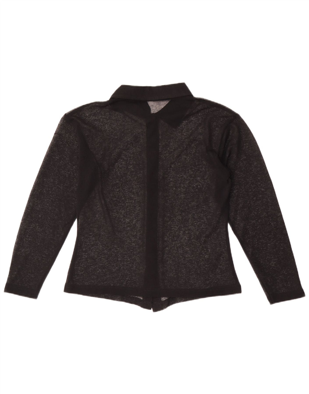 Blusa feminina vintage transparente Reino Unido 12 médio preto