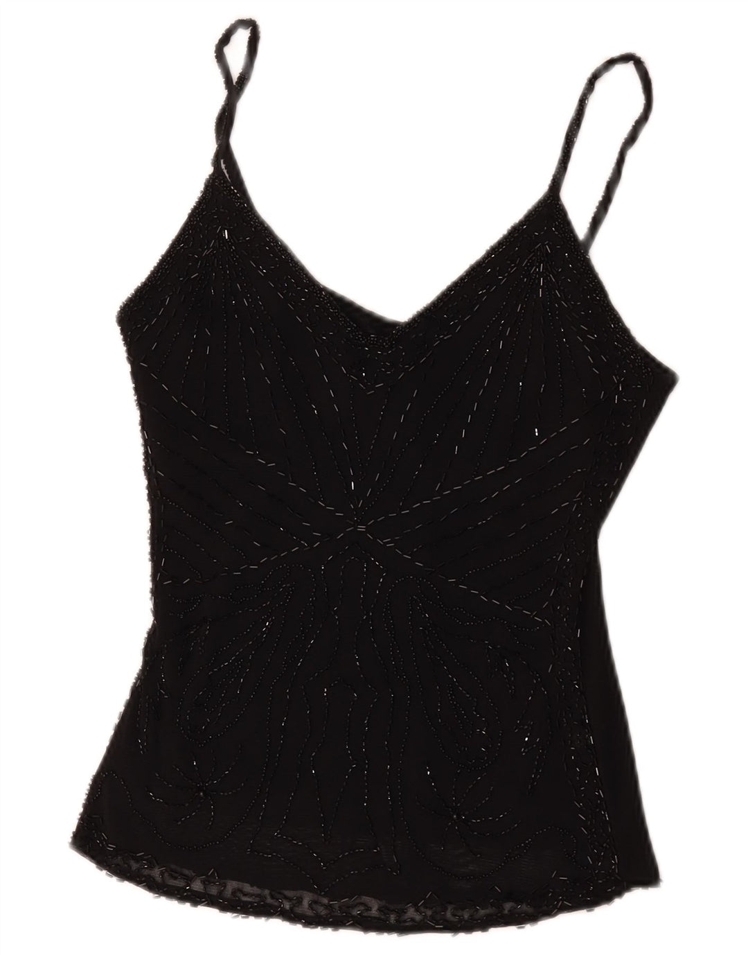 Cami Top Feminino Vintage Reino Unido 8 Viscose Preta Pequena