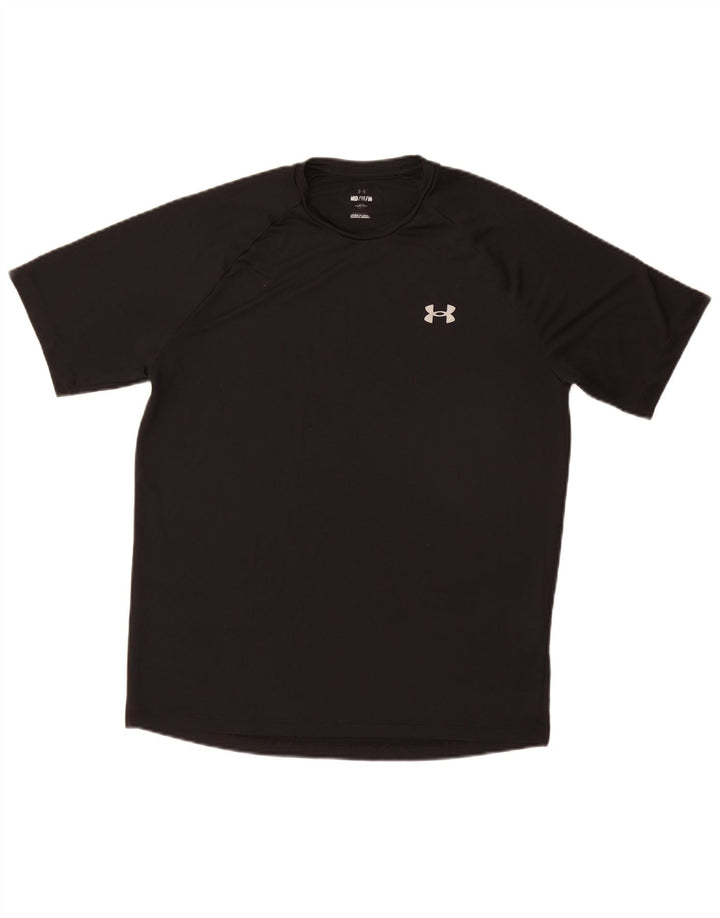 Camiseta gráfica masculina Under Armour Top médio preto poliéster