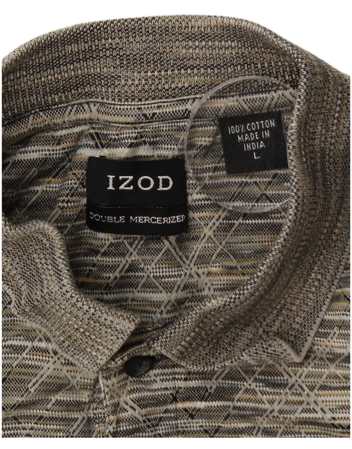 Camisa polo masculina IZOD grande algodão geométrico cinza