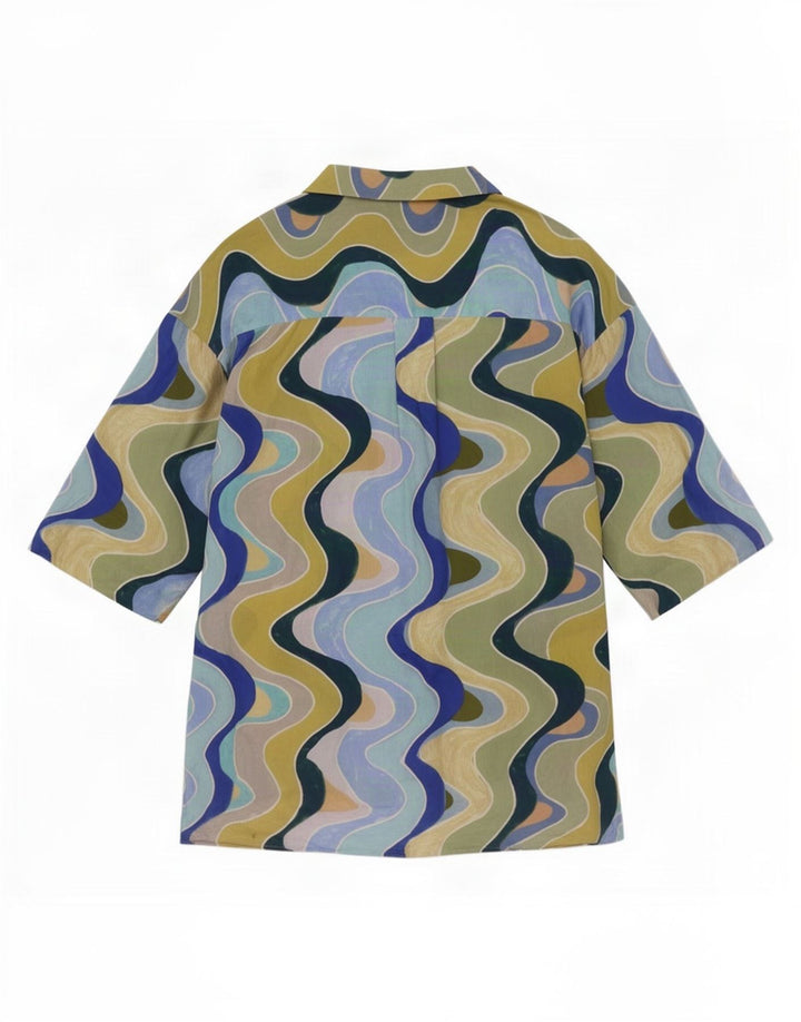 Zara Túnica feminina oversized com padrão abstrato Reino Unido 10 pequena multicolorida