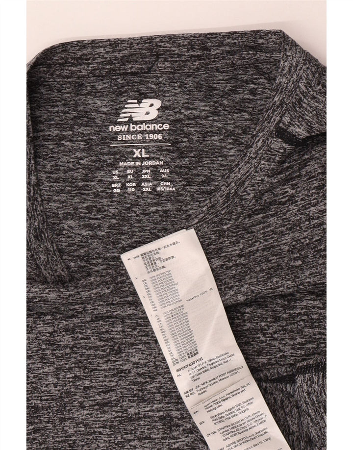Camiseta masculina New Balance XL poliéster manchado cinza