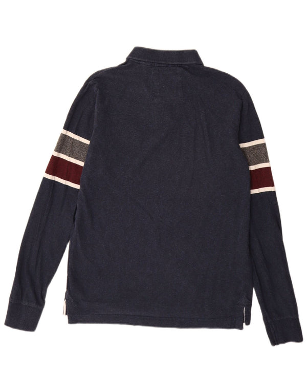 Camisa polo masculina Superdry Graphic Rugby grande algodão colorblock azul marinho