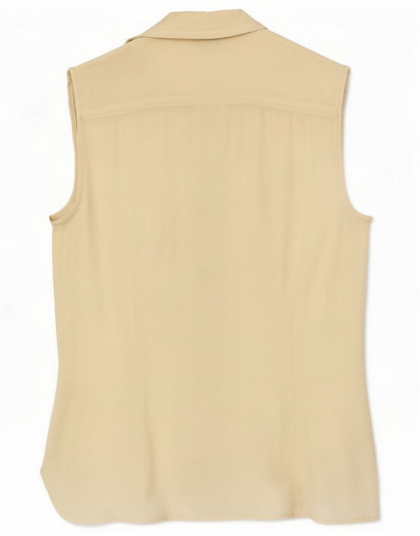 Blunauta Womens Sleeveless Shirt Blouse IT 36 XS Off White Silk