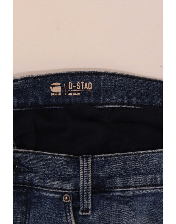 Calça jeans slim masculina G-Star desgastada W34 L32 azul