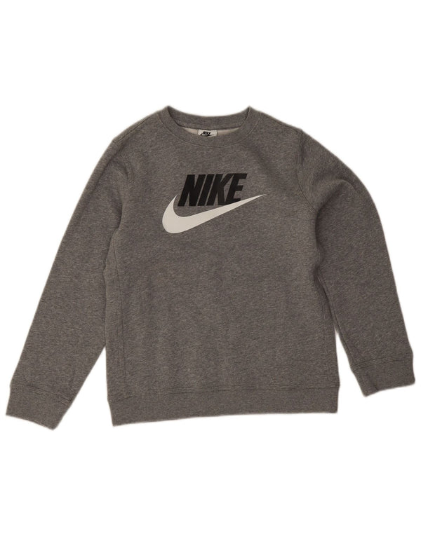 Moletom gráfico Nike Boys Jumper 10-11 anos cinza médio algodão manchado