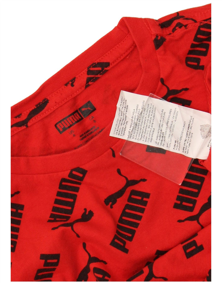 Camiseta PUMA Meninos Graphic 5-6 Anos Algodão Vermelho