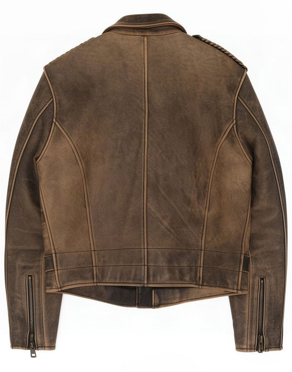 Jaqueta masculina vintage de couro para motociclistas IT 50 grande marrom