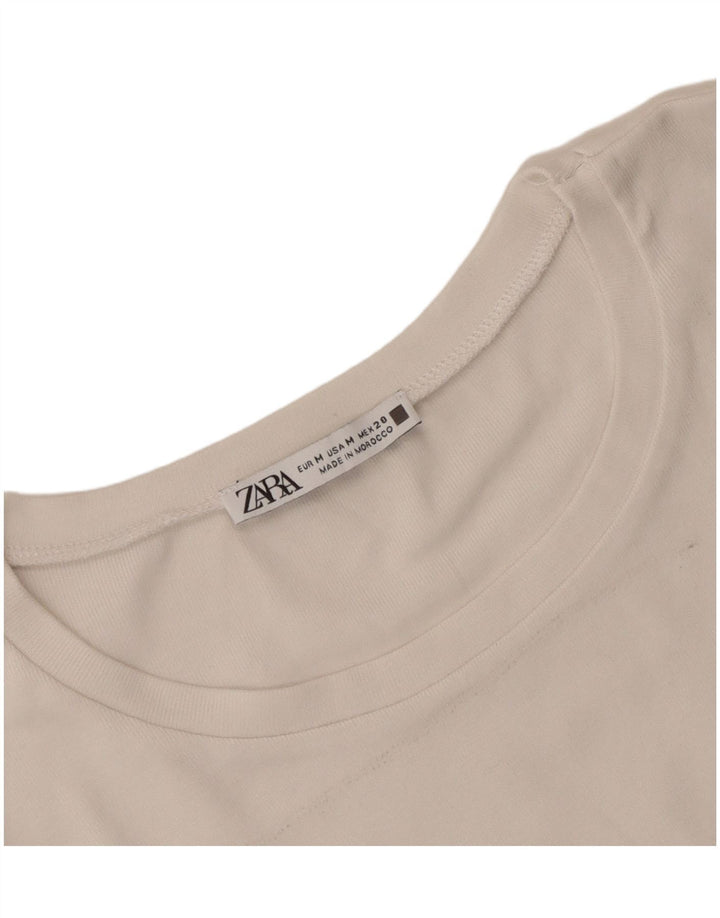 Blusa feminina sem mangas Zara Top UK 12 médio branco