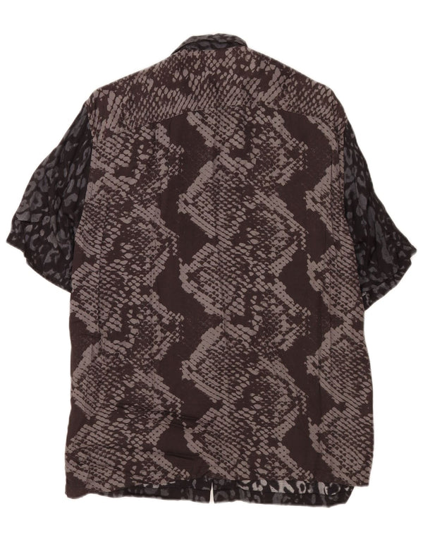 Camisa masculina All Saints de manga curta azul marinho com estampa animal