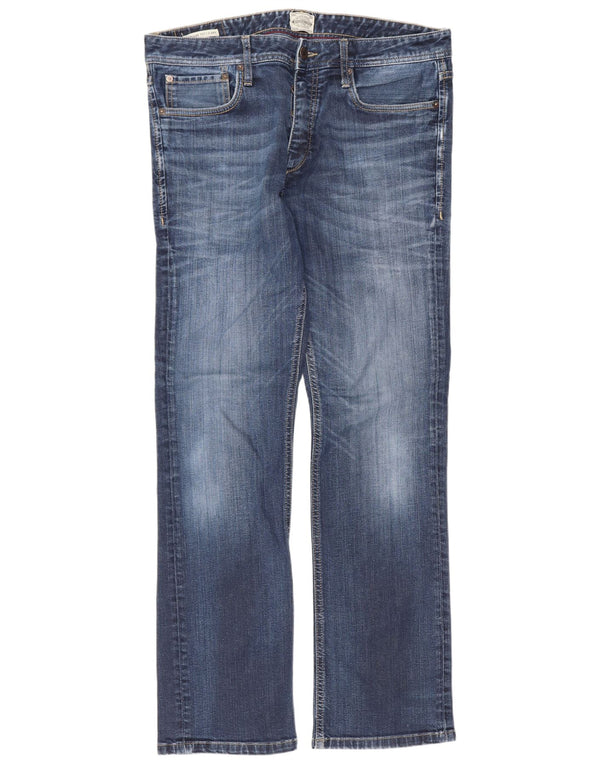 Jack & Jones Mens Clark Regular Fit Straight Jeans W34 L32 Azul Algodão