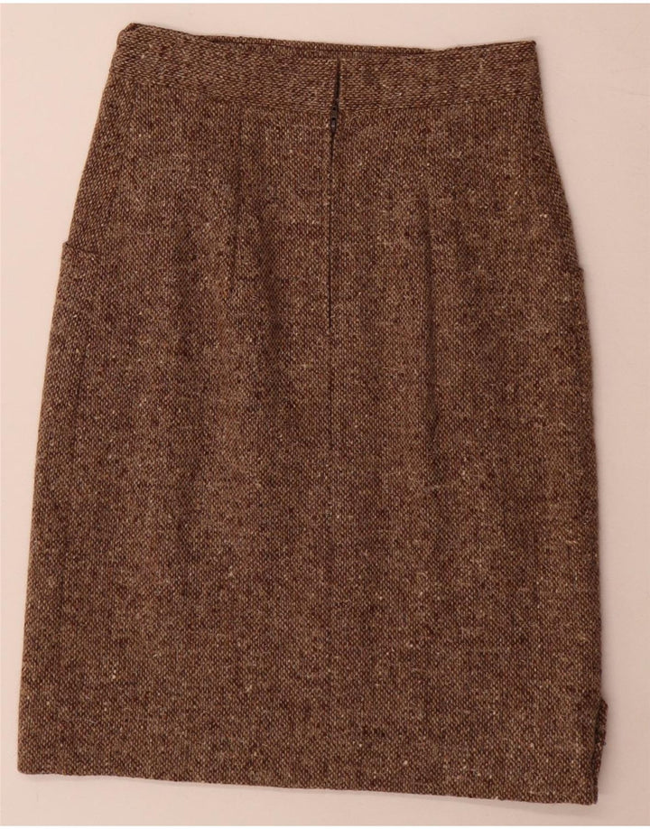 Conjunto de saia feminina vintage de 2 peças médio W24 marrom manchado