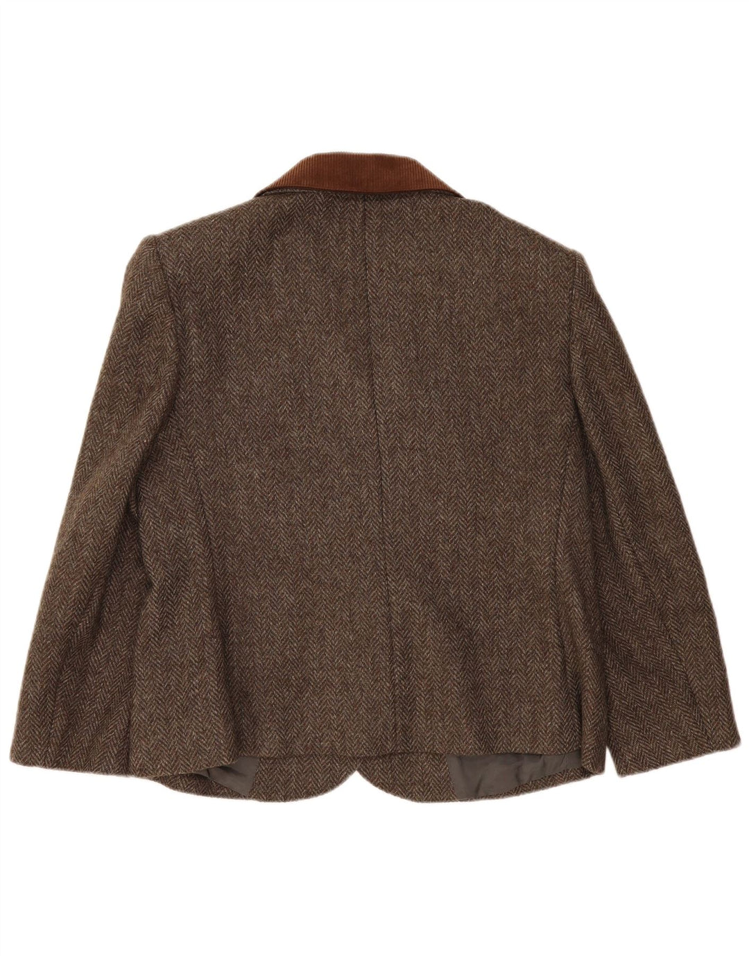 Jaqueta blazer vintage feminina com 2 botões Reino Unido 14 grande espinha de peixe marrom