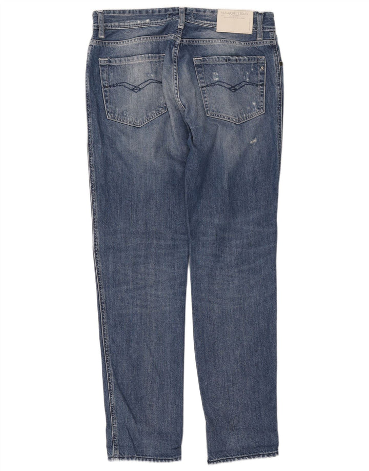 REPLAY Calça jeans feminina desgastada W29 L30 azul