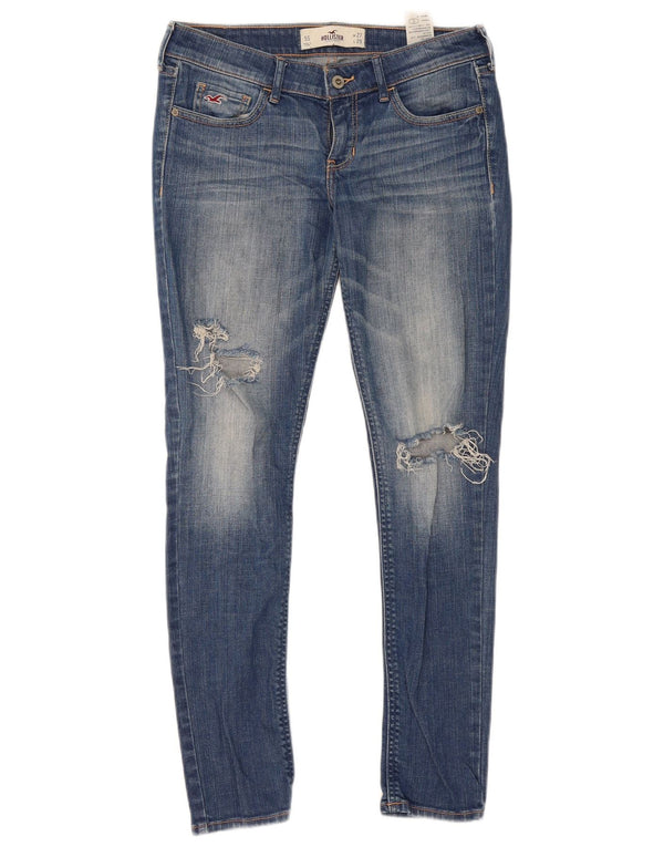 Jeans skinny femininos Hollister US 5 pequenos W27 L29 algodão azul