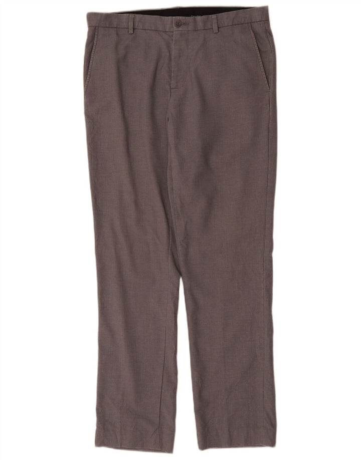 Calça chino reta masculina Calvin Klein W33 L32 poliéster cinza