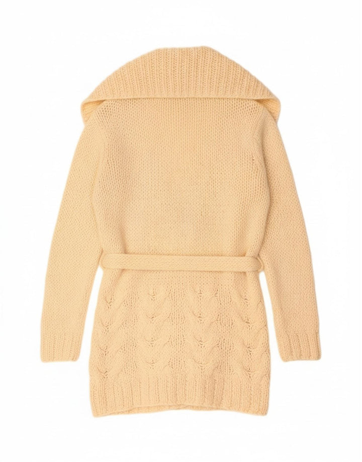 Suéter feminino Zara Longline Open Cardigan UK 14 Médio Bege Acrílico