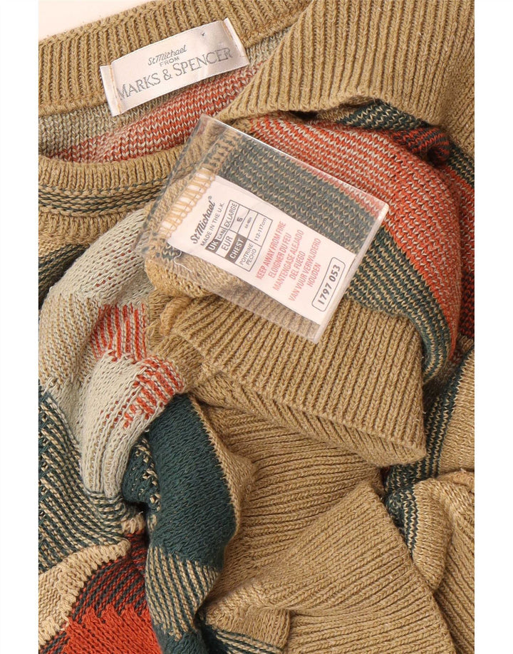 Suéter masculino Marks & Spencer com gola redonda XL multicolorido geométrico