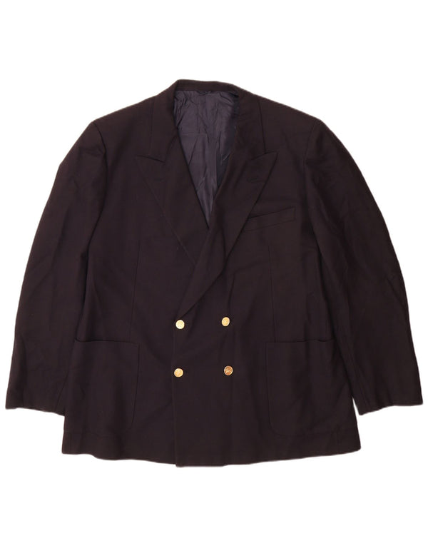 Jaqueta blazer masculina Burberrys com peito duplo IT 56 XL lã azul marinho
