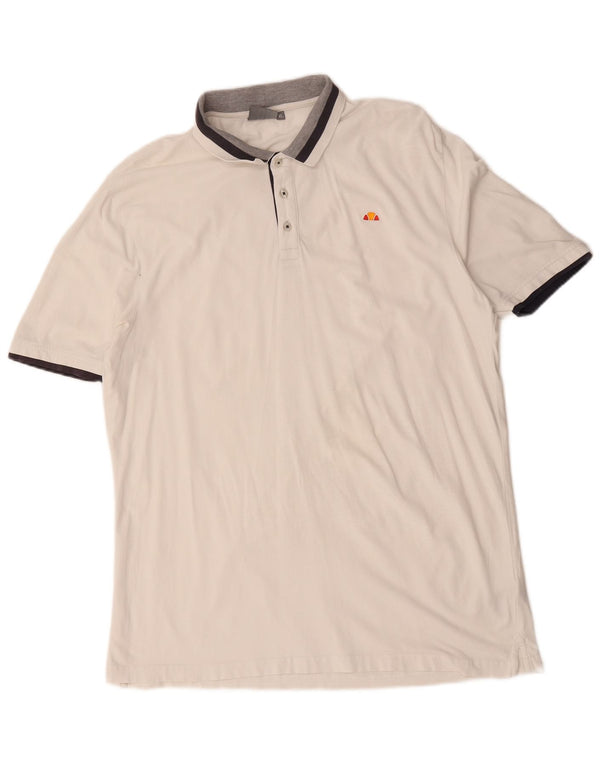 Camisa polo masculina Ellesse XL algodão listrado branco