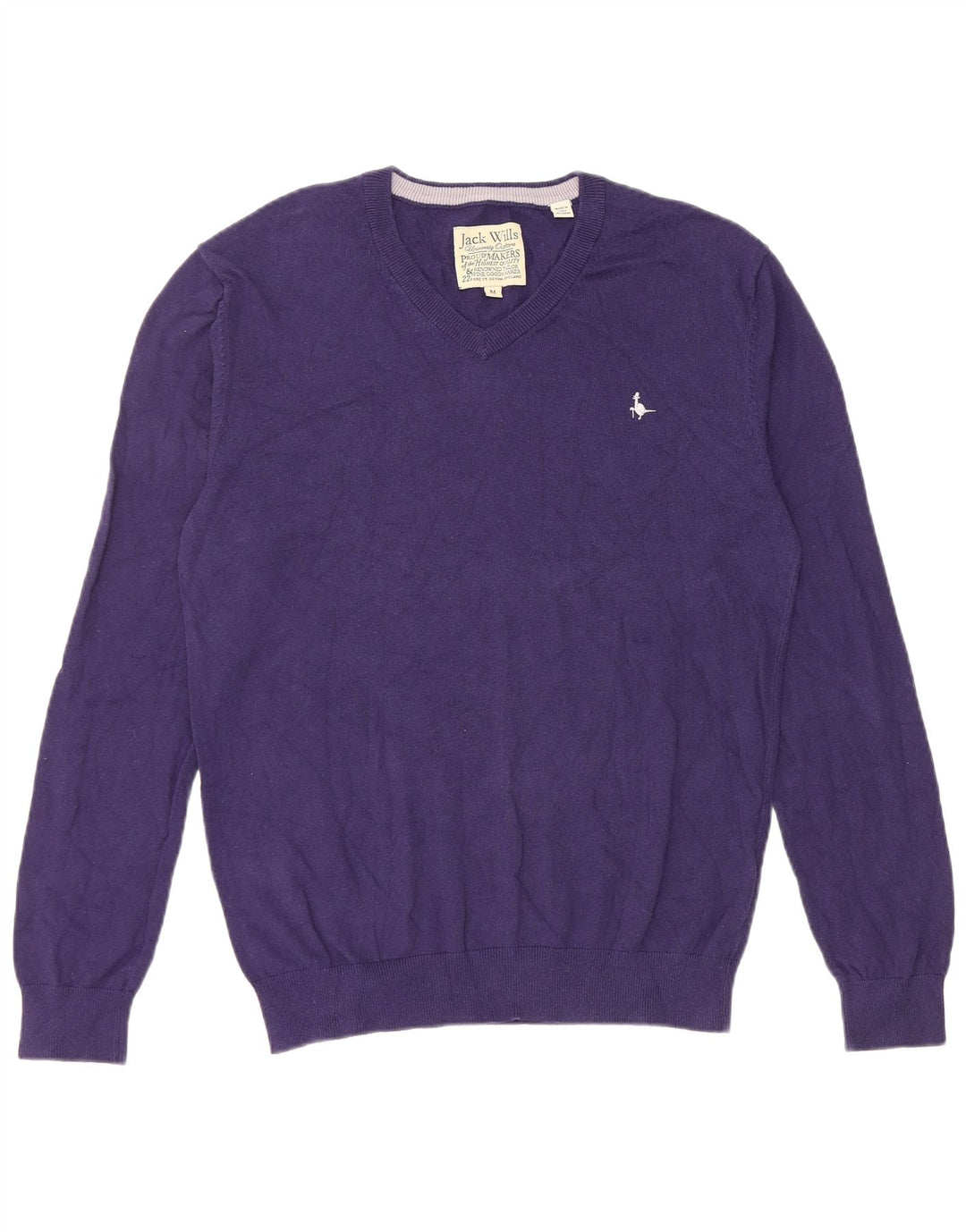 Suéter masculino Jack Wills com decote em V de algodão roxo médio