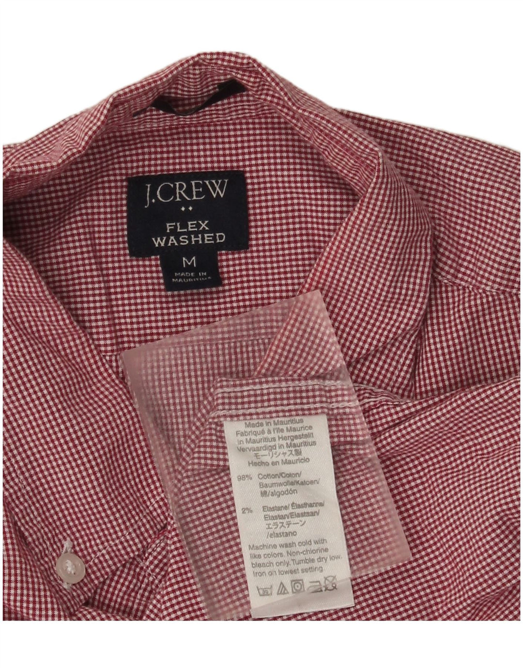 J. Crew Camisa masculina Flex Washed Slim Médio Algodão Gingham Vermelho