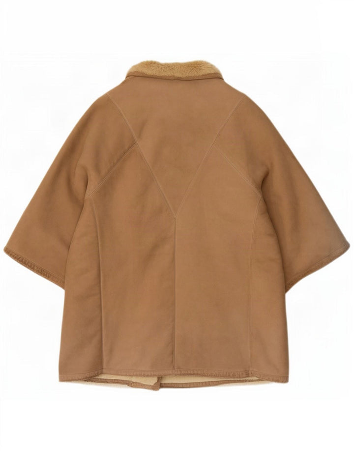 Casaco feminino vintage manga 3/4 shearling UK 14 bege médio