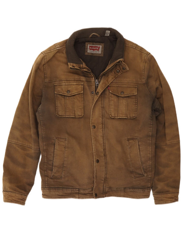 Jaqueta corta-vento masculina Levi's UK 40 grande algodão marrom