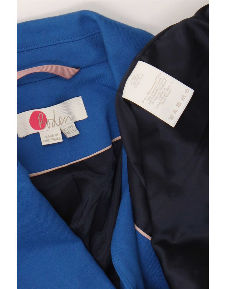 Jaqueta blazer feminina de 2 botões Boden Reino Unido 14 viscose azul médio
