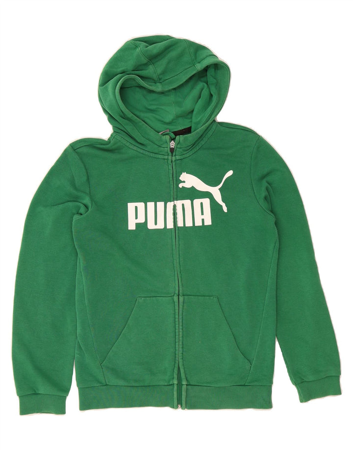 PUMA Girls Graphic Zip Hoodie Sweater 13-14 Years Green Vintage Puma and Second-Hand Puma from Messina Hembry 