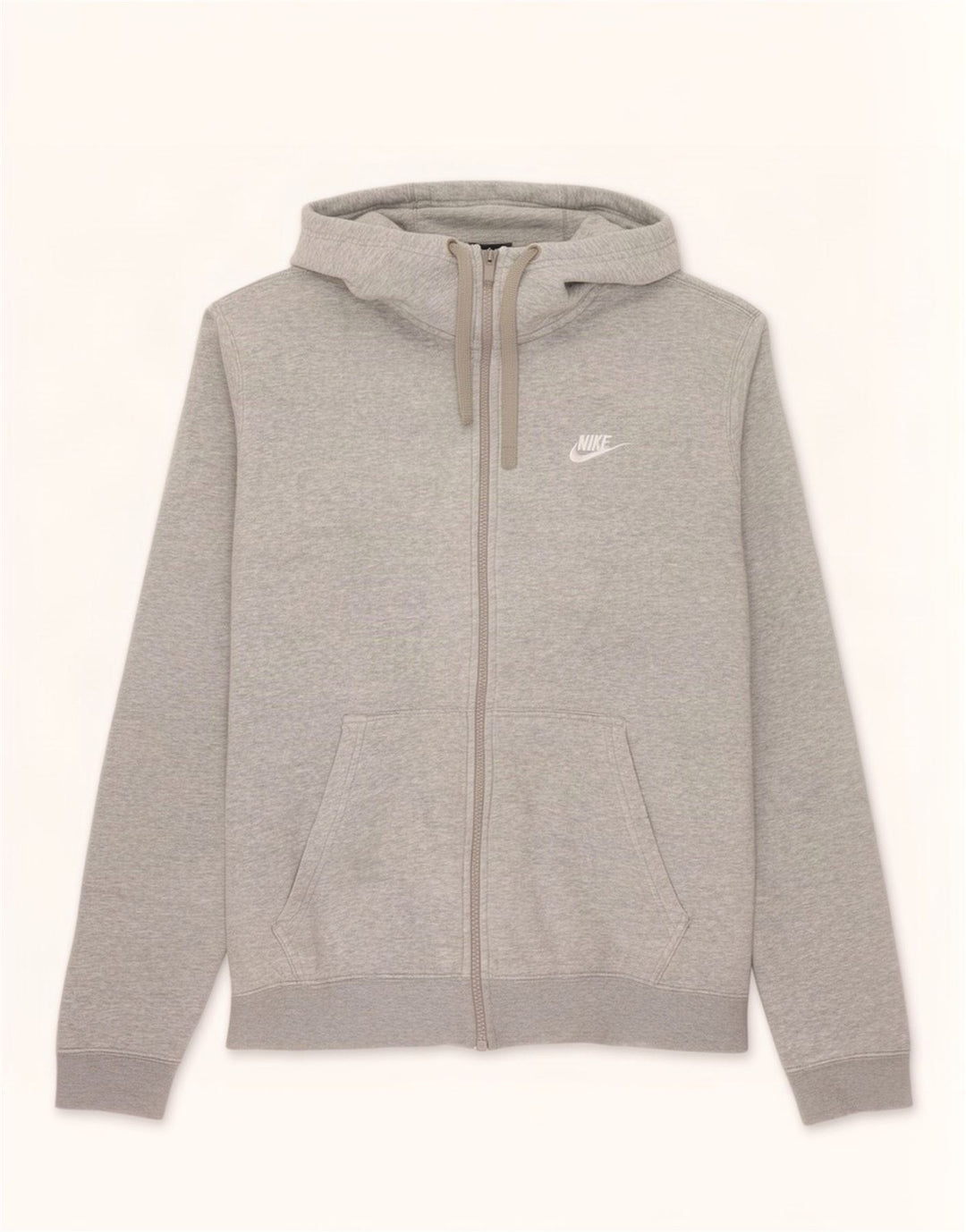 Suéter Nike masculino com capuz e zíper cinza médio algodão