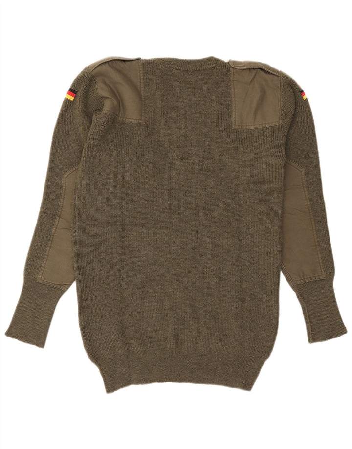 Suéter vintage masculino militar com gola redonda IT 50 médio cáqui
